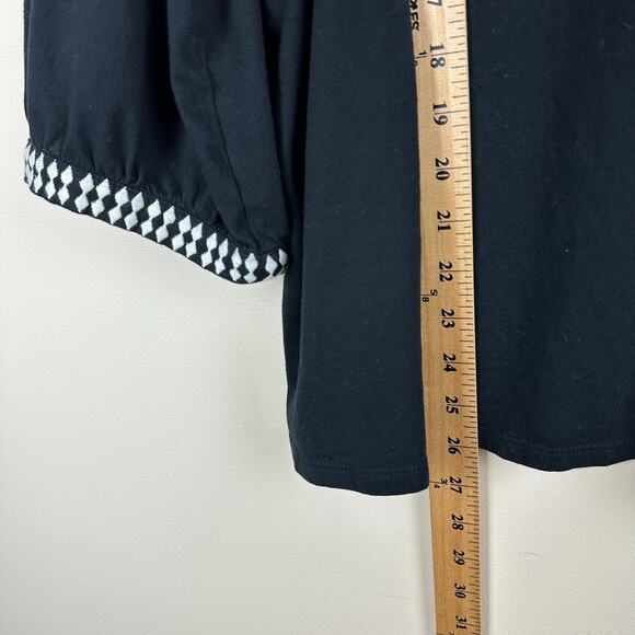 Pure Jill Boho Tunic Top Womens 2X Black Embroidered Whimsigoth Organic Artisan - Picture 5 of 9